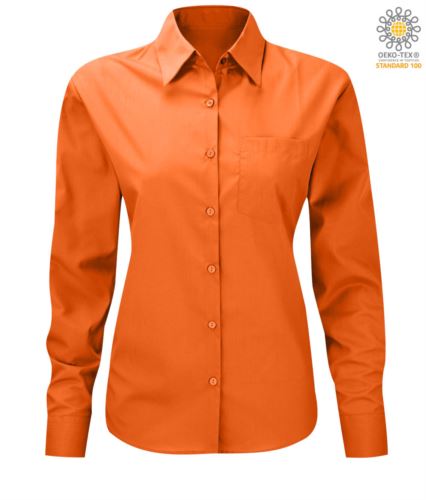 Camicia da donna a manica lunga per divisa da lavoro colore arancione