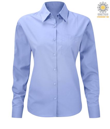 Camicia da donna per divisa elegante colore azzurro a maniche lunghe