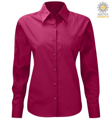 Camicia da lavoro a manica lunga colore fucsia da donna