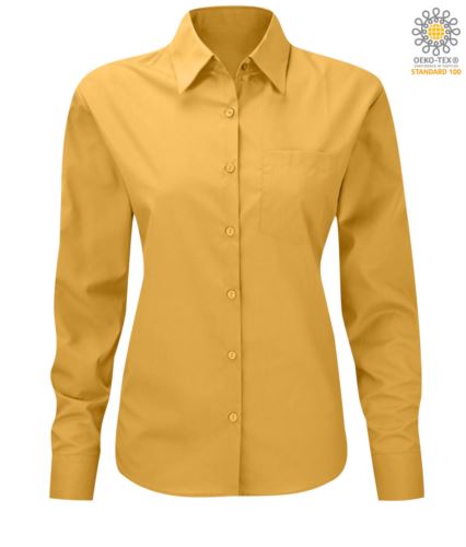 Camicia da donna a manica lunga per divisa da lavoro colore giallo