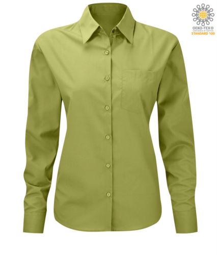 Camicia da donna a manica lunga da divisa elegante colore lime