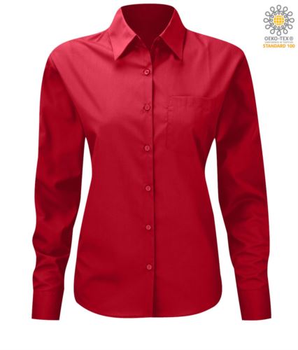 Camicia per divisa da lavoro colore rosso a maniche lunghe
