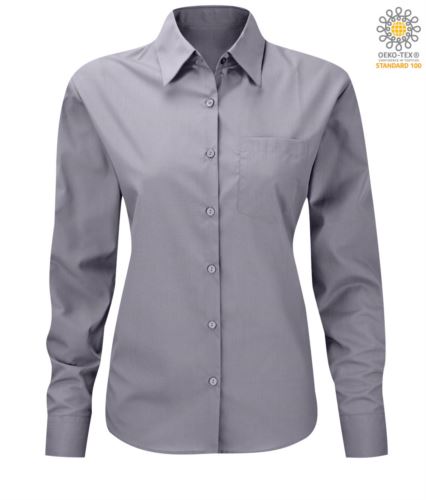 Camicia elegante da donna da divisa colore grigio chiaro a maniche lunghe