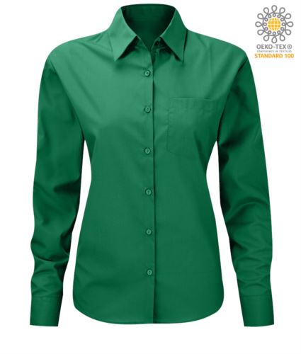 Camicia da donna per divisa elegante a manica lunga verde