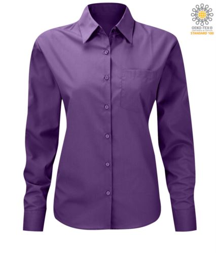 Camicia da donna a manica lunga Poliestere e cotone colore viola