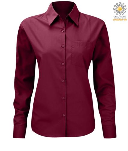 Camicia per divisa elegante manica lunga da donna color vinaccia