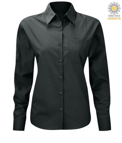 Camicia color grigio scuro a manica lunga da donna