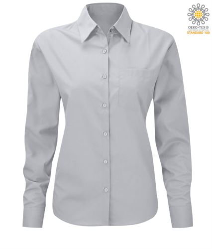 Camicia color grigio chiaro a manica lunga da donna