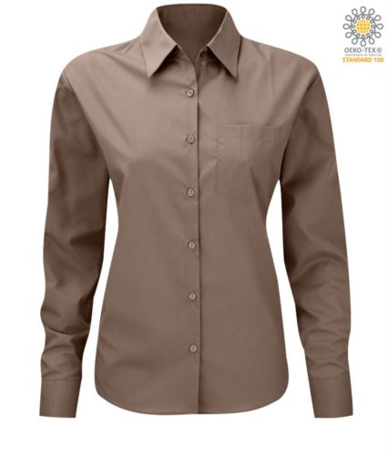 Camicia color marrone kaki a manica lunga da donna