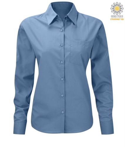 Camicia color blu cobalto a manica lunga da donna