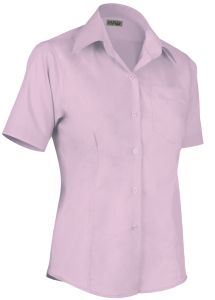 Camicia donna manica corta, con taschino, modello slim fit, colore rosa