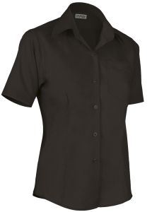Camicia donna manica corta, con taschino, modello slim fit, colore nero