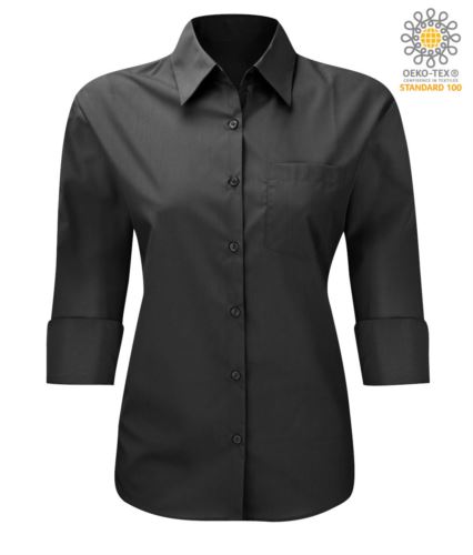 Camicia da divisa da lavoro maniche a 3/4 colore nero