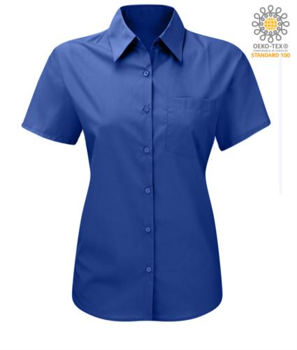 Camicia da donna a manica corta da lavoro azzurro chiaro