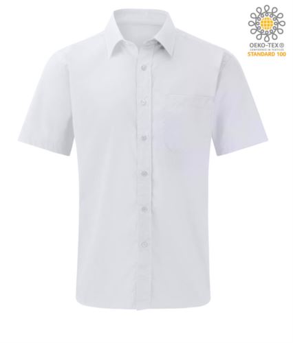 Camicia da uomo manica corta colore bianco 100% cotone