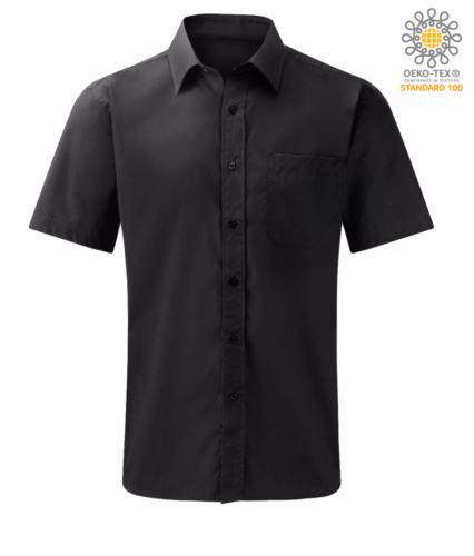 Camicia da divisa manica corta colore nero 100% cotone