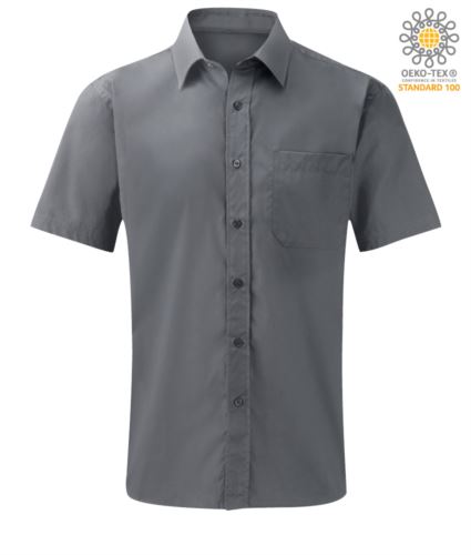 camicia da uomo a manica corta Poliestere e cotone colore silver