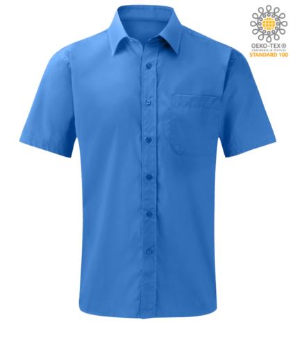 camicia da uomo a manica corta Poliestere e cotone colore azzurro chiaro