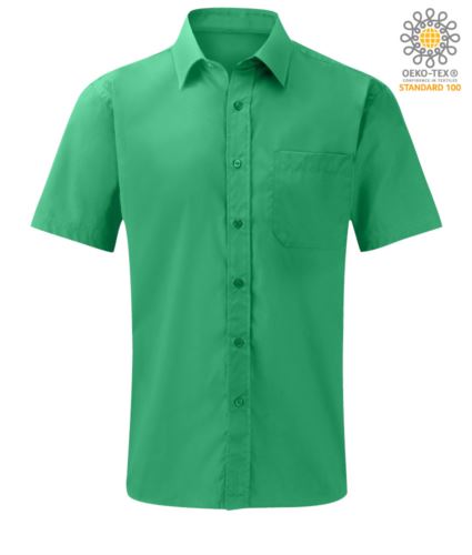 Camicia da lavoro a mancia corta colore verde in cotone e Poliestere