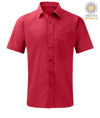 Camicia rossa a manica corta Poliestere e cotone personalizzabile con logo