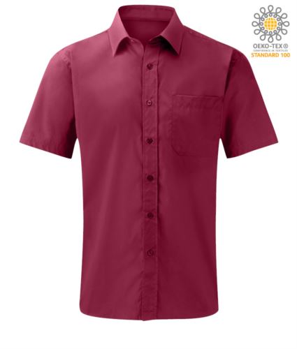 Camicia da lavoro manica corta con taschino colore vino