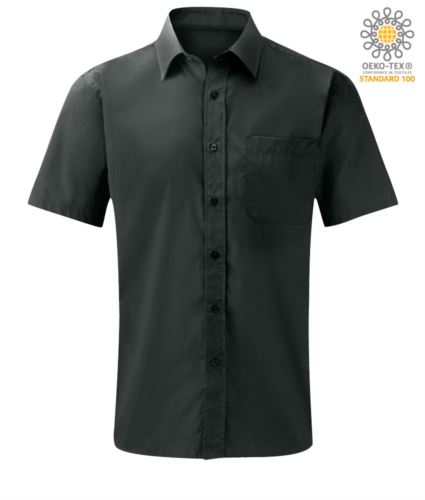 Camicia da lavoro a manica corta colore grigio scuro personalizzabile