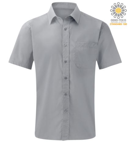 Camicia da lavoro a manica corta colore grigio chiaro personalizzabile