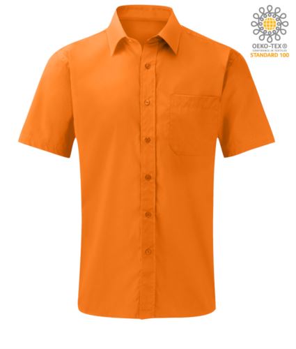 Camicia da lavoro a manica corta colore arancione personalizzabile