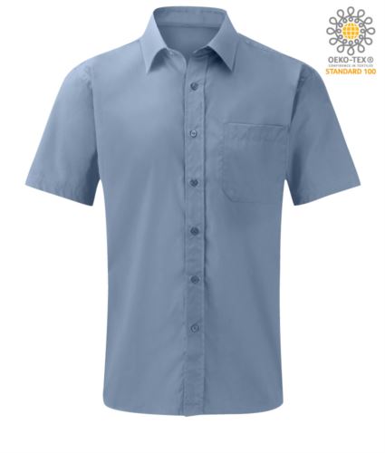 Camicia da lavoro a manica corta colore blu cobalto personalizzabile