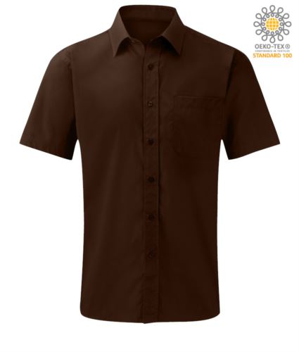 Camicia da lavoro a manica corta colore marrone kaki personalizzabile