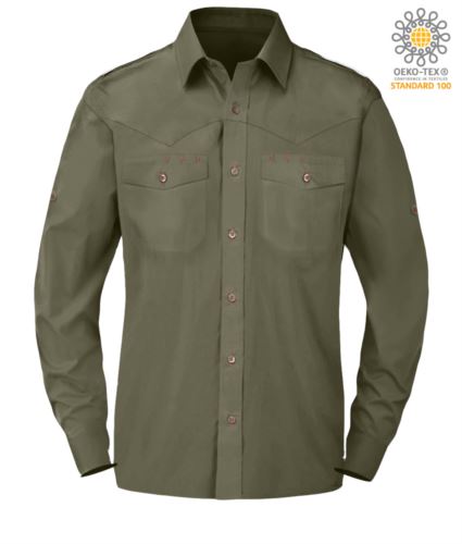 Camicia da uomo elegante a manica lunga colore verde