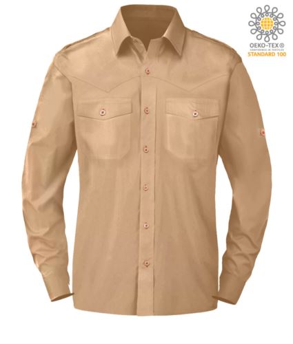 Camicia per divisa elegante a manica lunga colore beige