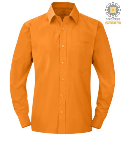 Camicia da uomo a manica lunga colore arancio per uso professionale