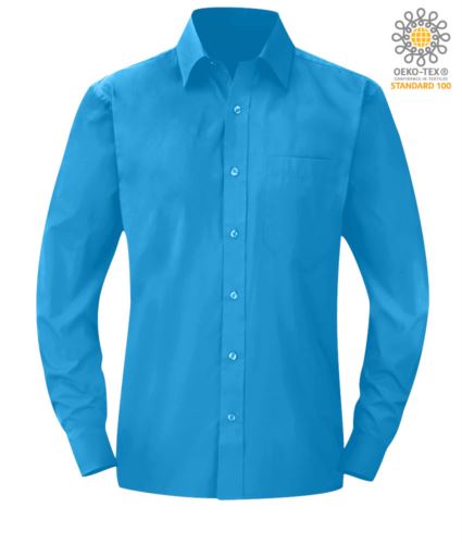 Camicia da divisa da lavoro a manica lunga azzurro chiaro Poliestere e cotone