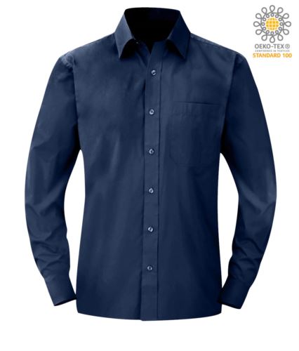 camicia colore blu per uso professionale a manica lunga Poliestere e cotone