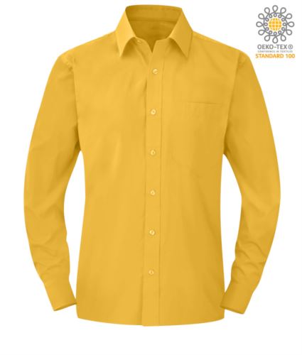 Camicia da lavoro a manica lunga colore giallo da uomo