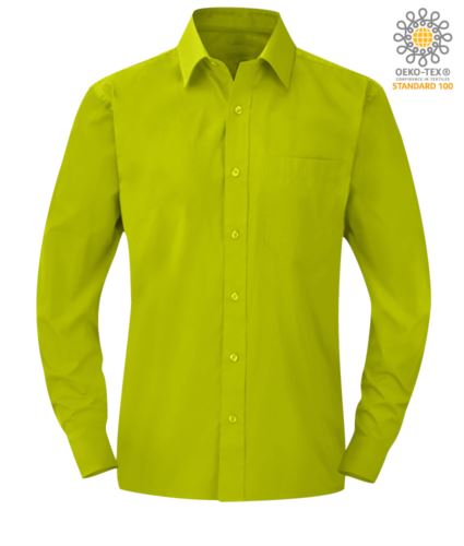 camicia da lavoro a manica lunga per uomo Poliestere e cotone color lime