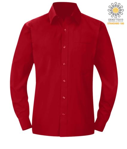 camicia da uomo colore rosso a manica lunga