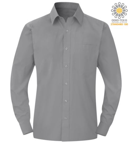 Camicia da uomo a manica lunga colore silver Poliestere e cotone