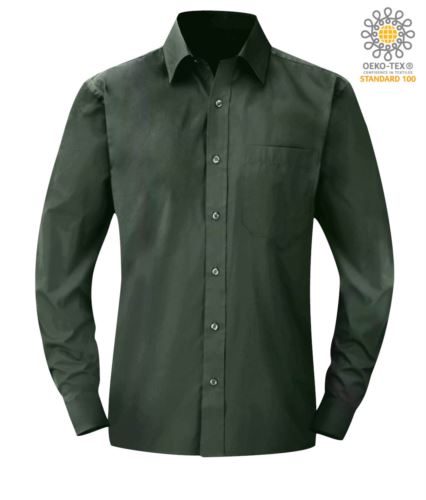 Camicia verde da lavoro per uomo a manica lunga