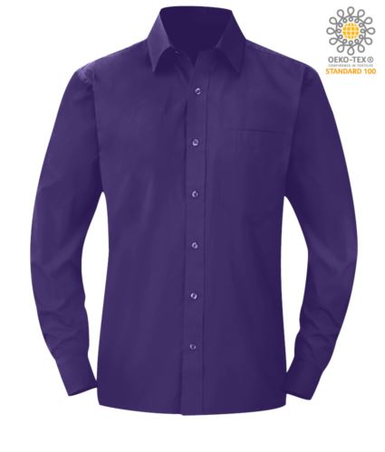 Camicia da divisa colore viola a manica lunga