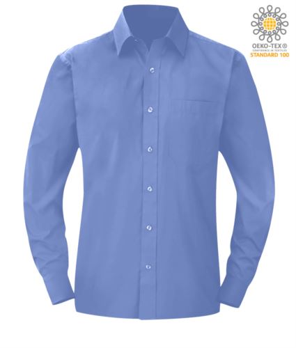 Camicia da lavoro a manica lunga colore blu cobalto da uomo