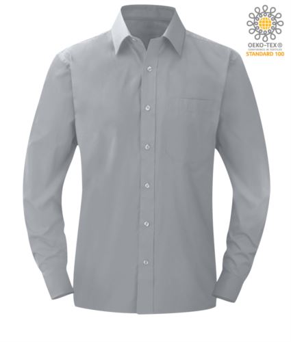 Camicia da lavoro a manica lunga colore grigio chiaro da uomo