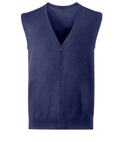 Cardigan unisex con scollo a V, taglio classico, colore blu navy, tessuto cotone e acrilico. Vendita all'ingrosso di divise eleganti da lavoro.