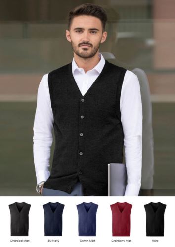 Cardigan unisex con scollo a V, taglio classico, tessuto cotone e acrilico. Vendita all'ingrosso di divise eleganti da lavoro.