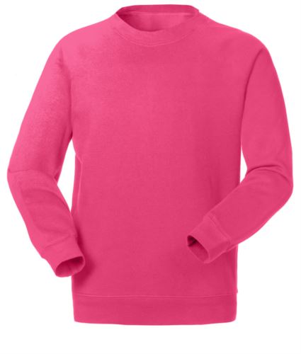 Felpa da lavoro girocollo colore fucsia in Poliestere e cotone, divise professionali, ingrosso abbigliamento promozionale, uniformi da lavoro