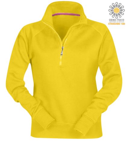 Felpa da donna colore giallo a zip corta personalizzabile