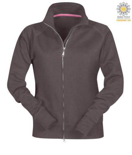 Felpa donna zip lunga. COLORE grigio scuro