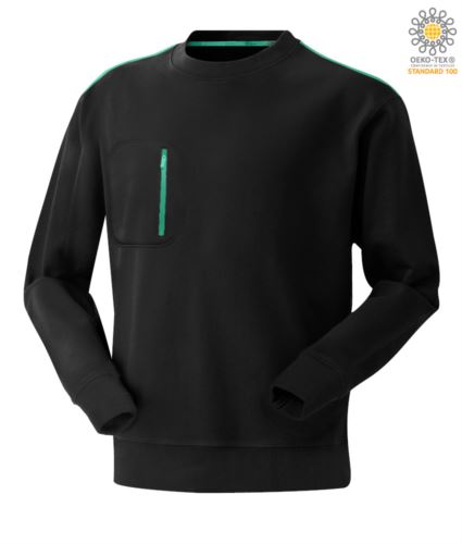 Felpa unisex nero/verde