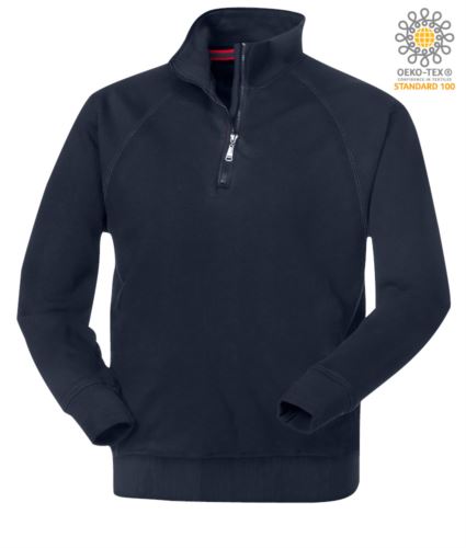 Felpa uomo zip corta blu navy